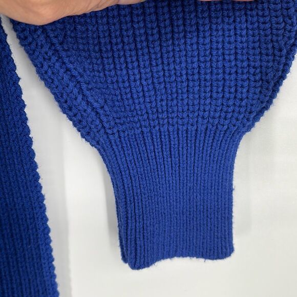 Loft Shaker Chunky Knit Open Back Keyhole  Side Slit Sweater Cobalt Blue S - Picture 11 of 14